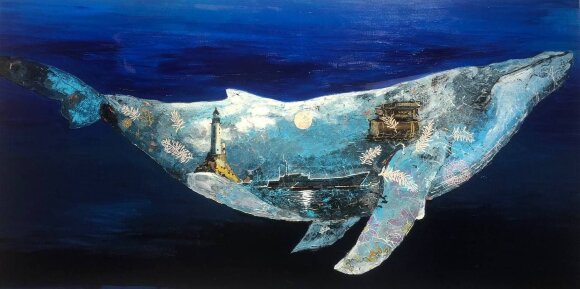 Painting Blue whale, artist Adkozalova Viktoria Painting Blue whale, artist Adkozalova Viktoria