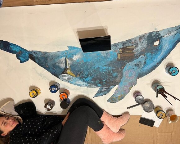 Painting Blue whale, artist Adkozalova Viktoria Painting Blue whale, artist Adkozalova Viktoria