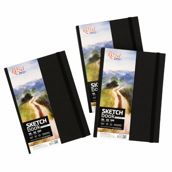 Блокнот для рисунка A4 (21х29,7см) 100г/м2 96л черный ROSA Studio Блокнот для рисунка A4 (21х29,7см) 100г/м2 96л черный ROSA Studio