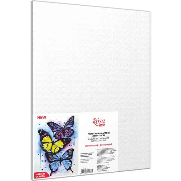 Полотно на картоне с контуром Бабочки №2 30х40 хлопок акрил ROSA START