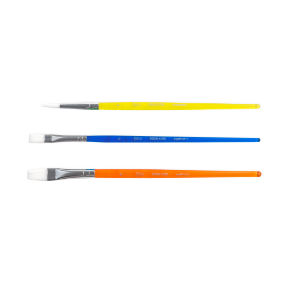 Набор кистей №4 синтетика 3шт: круглая (№6) плоская (№6 10) ROSA Kids Набор кистей №4 синтетика 3шт: круглая (№6) плоская (№6 10) ROSA Kids