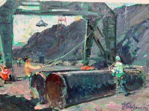 Painting At the production, artist Gavdzinsky Albin Painting At the production, artist Gavdzinsky Albin