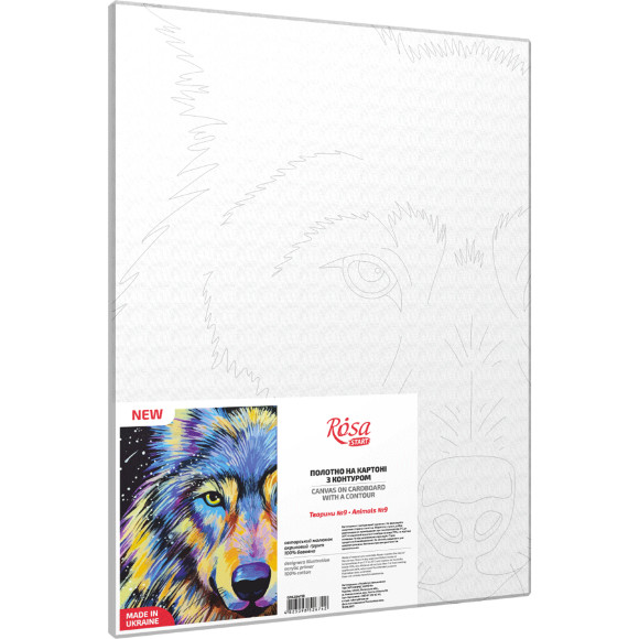 Полотно на картоне с контуром Животные №9 30х40 хлопок акрил ROSA START Полотно на картоне с контуром Животные №9 30х40 хлопок акрил ROSA START
