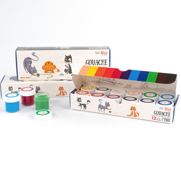Набір гуашевих фарб 12×10мл ROSA Kids