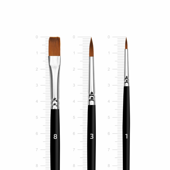 Набор кистей для росписи тканей №1 синтетика, 3шт, круглая (№1), плоская (№ 4,8) короткая ручка Arteo