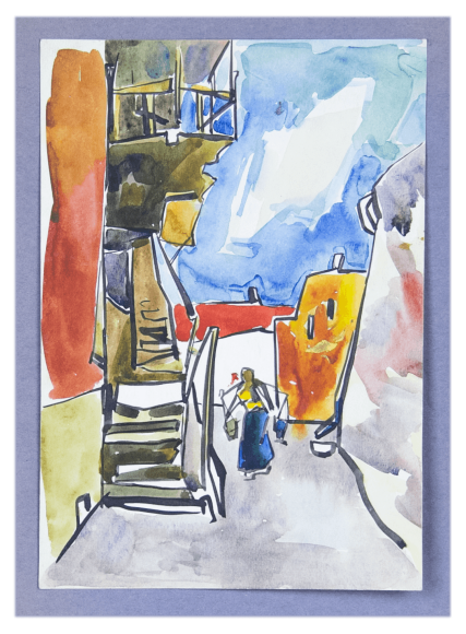 Акварель Дівчина несе воду, художник Туранський Олександр Акварель Дівчина несе воду, художник Туранський Олександр