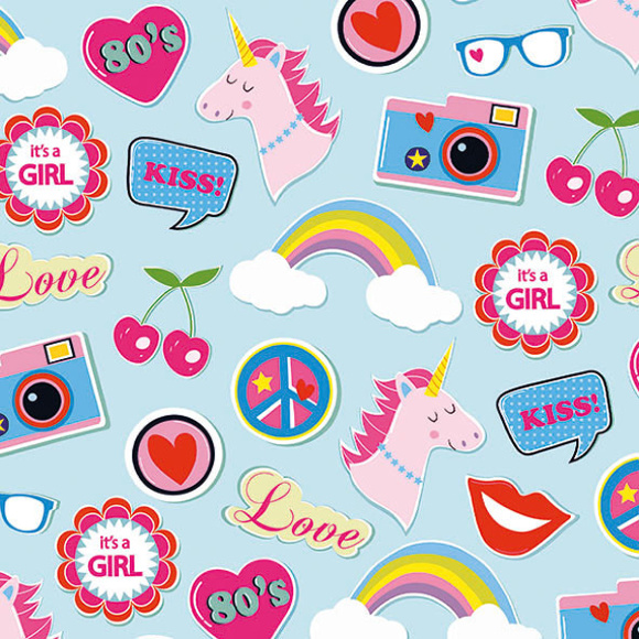 Декуражные салфетки "Patches & Pins" Голубые 33х33см 18,5г/м2 20шт Ambiente