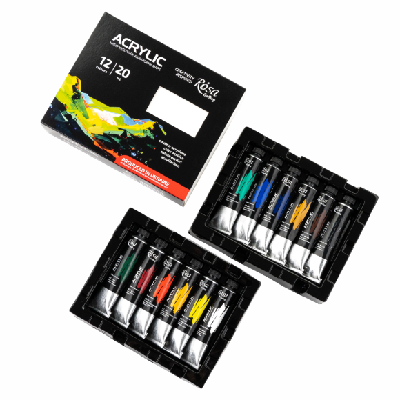 Набор акриловых красок 12х20мл в блистере ROSA Gallery