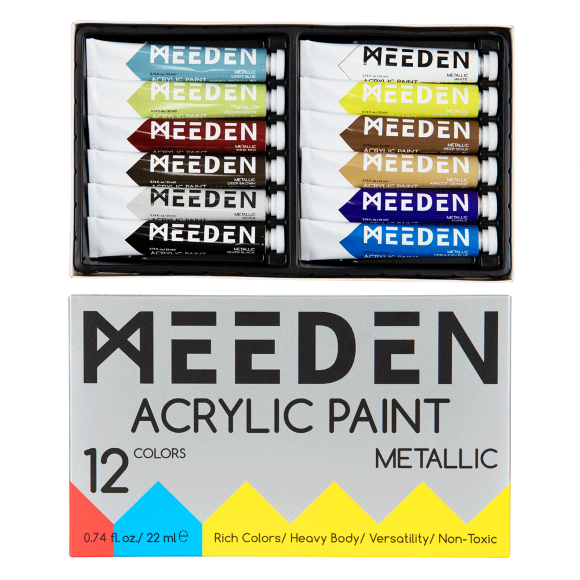 Набор акриловых красок Metallic 12×22мл MEEDEN