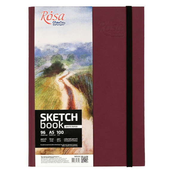 Блокнот для малюнка A4 (21х29, 7см) 100г/м2 96л бордо ROSA Studio