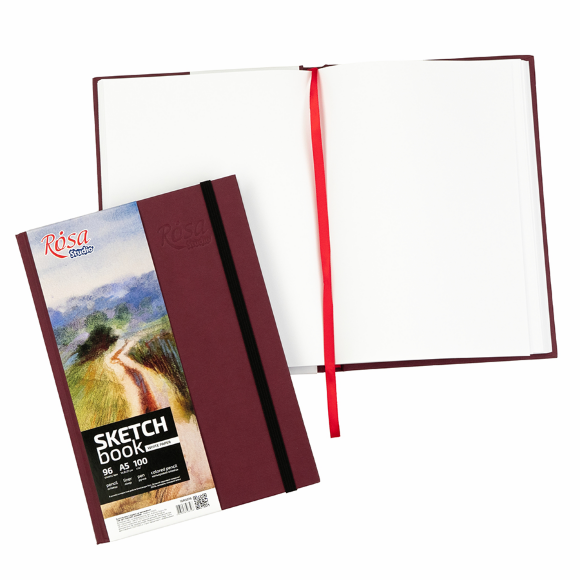 Блокнот для малюнка A4 (21х29, 7см) 100г/м2 96л бордо ROSA Studio