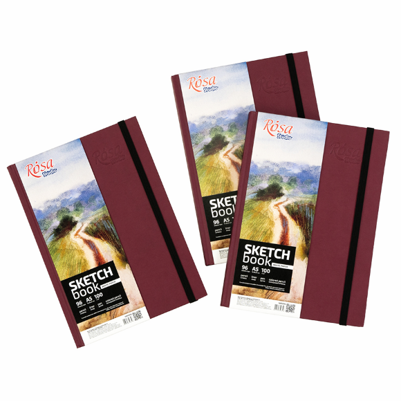Блокнот для малюнка A4 (21х29, 7см) 100г/м2 96л бордо ROSA Studio