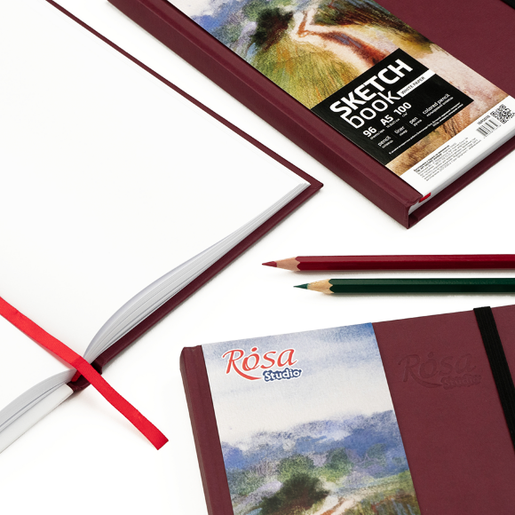Блокнот для малюнка A4 (21х29, 7см) 100г/м2 96л бордо ROSA Studio
