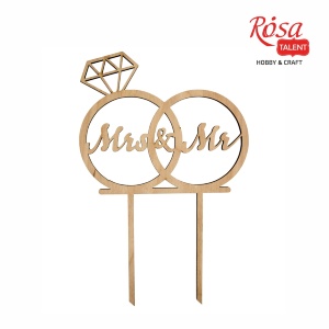 Заготовка топер на торт "Mrs&Mr" фанера 14х21см ROSA TALENT
