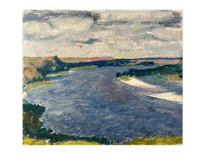 Painting By the River, artist Vladimir Yugay Painting By the River, artist Vladimir Yugay