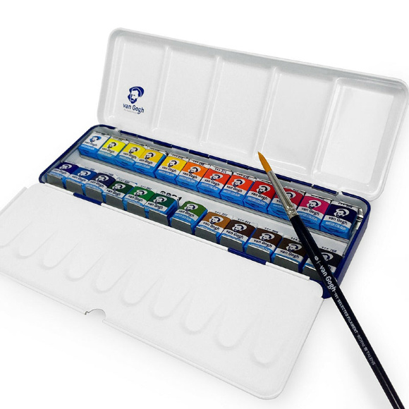 Набор акварельных красок Van Gogh 24 кювета + кисточка Royal Talens Набор акварельных красок Van Gogh 24 кювета + кисточка Royal Talens