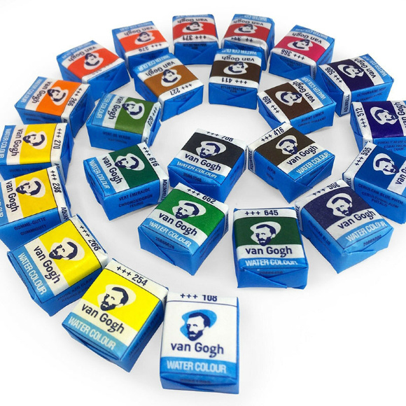 Набор акварельных красок Van Gogh 24 кювета + кисточка Royal Talens Набор акварельных красок Van Gogh 24 кювета + кисточка Royal Talens