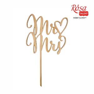 Заготовка топер на торт "Mrs&Mr 1" фанера 14х24,5см ROSA TALENT