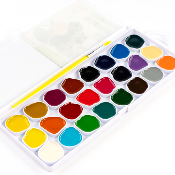 Набір акварельних фарб Cats 24 кол. з/пензликом ROSA Kids Набір акварельних фарб Cats 24 кол. з/пензликом ROSA Kids