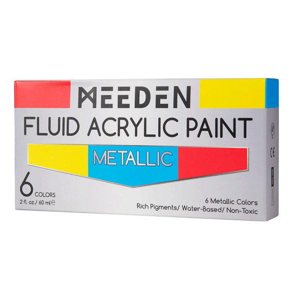 Набор жидких акриловых красок Fluid Metallic 6×60мл MEEDEN