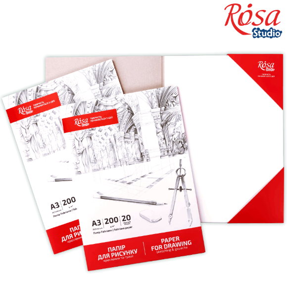 Папка для рисунка и чертежа А3 (29,7х42см) 20л мелкое зерно 200г/м2 ROSA Studio