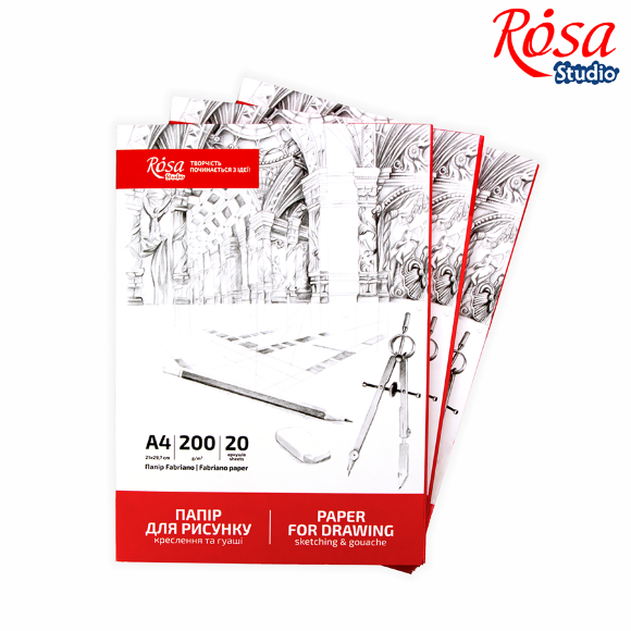 Папка для рисунка и чертежа А3 (29,7х42см) 20л мелкое зерно 200г/м2 ROSA Studio