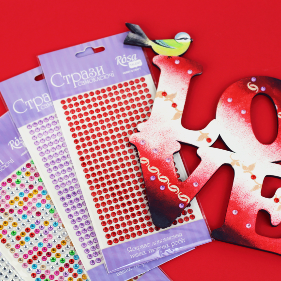 ROSA Talent Self-Adhesive Red Rhinestones, 5mm, 375 pcs.