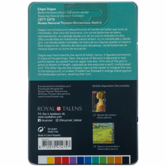 Набор карандашей пастельных THYSSEN Голубые танцовщицы Эдгар Дега 12шт металлическая коробка Bruynzeel