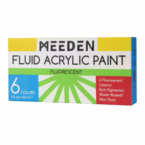 Набор жидких акриловых красок Fluid Fluorescent 6×60мл MEEDEN