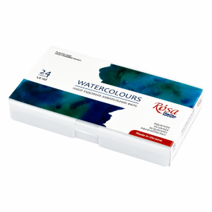 Набор акварельных красок 24х1,6мл ROSA Studio полкювета пластиковый пенал