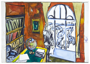 Акварель У кабінеті, художник Туранський Олександр - продано Акварель У кабінеті, художник Туранський Олександр - продано