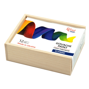 Набор красок гуашевых CLASSIC 12×20мл деревянный пенал ROSA Studio