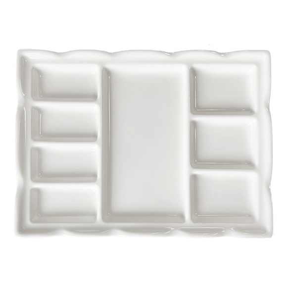 Фарфоровая палитра для акварели прямоугольная 8 лунок 13×18см MEEDEN Фарфоровая палитра для акварели прямоугольная 8 лунок 13×18см MEEDEN