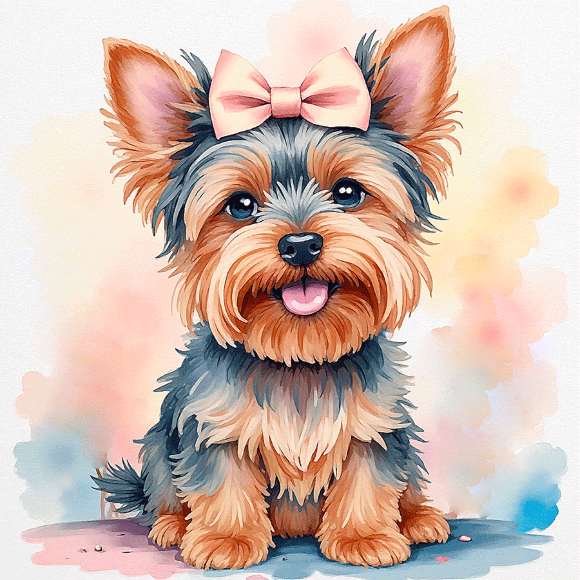 Холст на ХДФ с контуром Щенок с бантиком 20×20 хлопок акрил Arteo