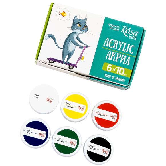 Набор акриловых красок Cats 6×10мл ROSA Kids