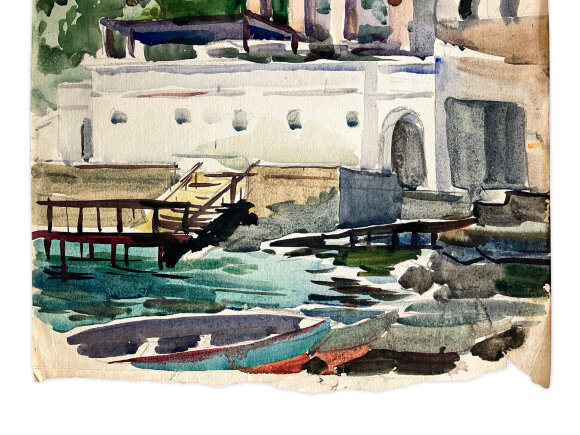 Акварель У пристані, художник Кокін Михайло