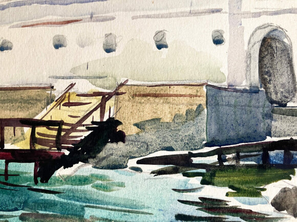 Акварель У пристані, художник Кокін Михайло