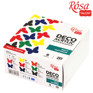 Набор акриловых красок для матового декора 9×20мл ROSA TALENT
