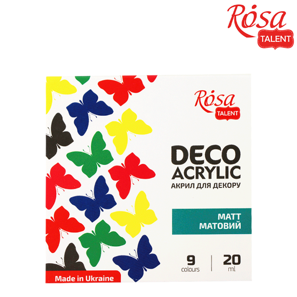 Набор акриловых красок для матового декора 9×20мл ROSA TALENT