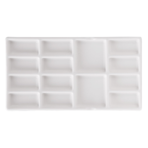 Фарфоровая палитра для акварели прямоугольная 14 лунок 10×19см MEEDEN Фарфоровая палитра для акварели прямоугольная 14 лунок 10×19см MEEDEN