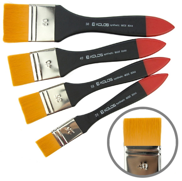 Кисть синтетика флейц Wide 8044 короткая ручка KOLOS