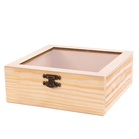 Ящик деревянный с замком и прозрачным верхом 20х20х8см ROSA Talent