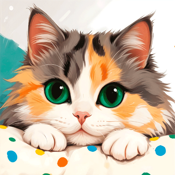 Полотно на ХДФ с контуром Милый котенок 20×20 хлопок акрил Arteo