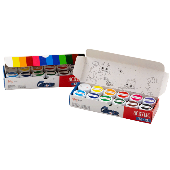 Набор акриловых красок Cats 12×10мл ROSA Kids