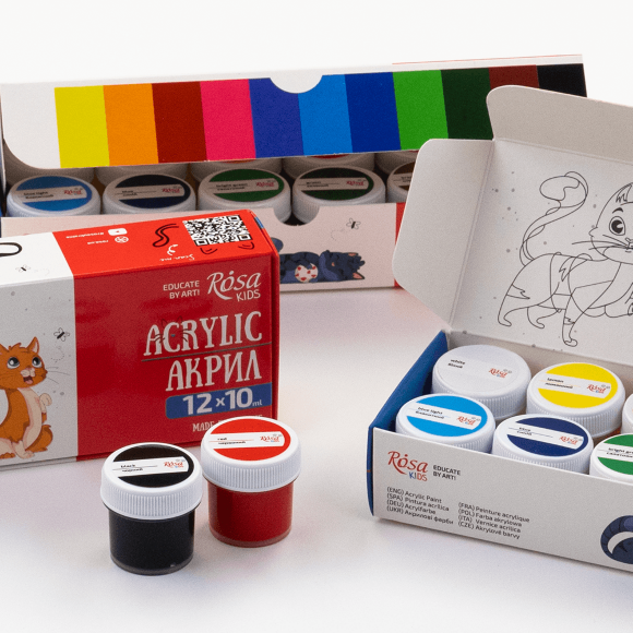 Набор акриловых красок Cats 12×10мл ROSA Kids
