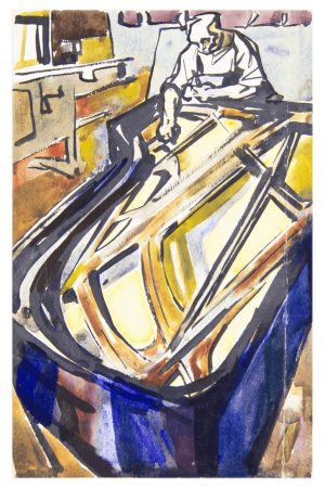 Акварель Сборщик на фортепианной фабрике, художник Туранский Александр Акварель Сборщик на фортепианной фабрике, художник Туранский Александр