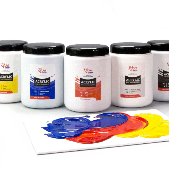 Краска акриловая Белила титановые (401) 1000мл ROSA Studio