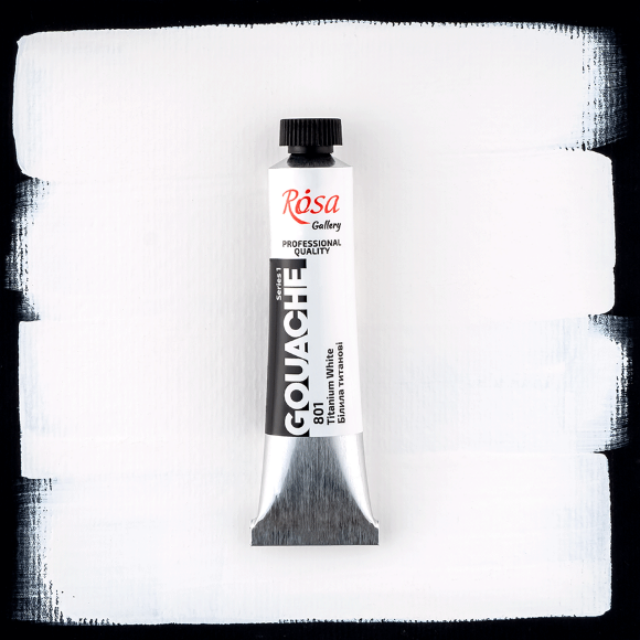 Краска гуашевая Белила титановые (801) туба 20мл ROSA Gallery