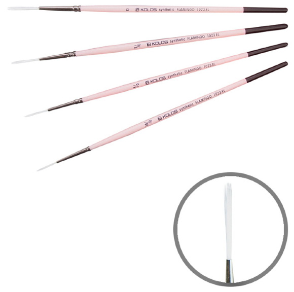 Кисть синтетика лайнер Flamingo 1023RL №10/0 короткая ручка KOLOS Кисть синтетика лайнер Flamingo 1023RL №10/0 короткая ручка KOLOS