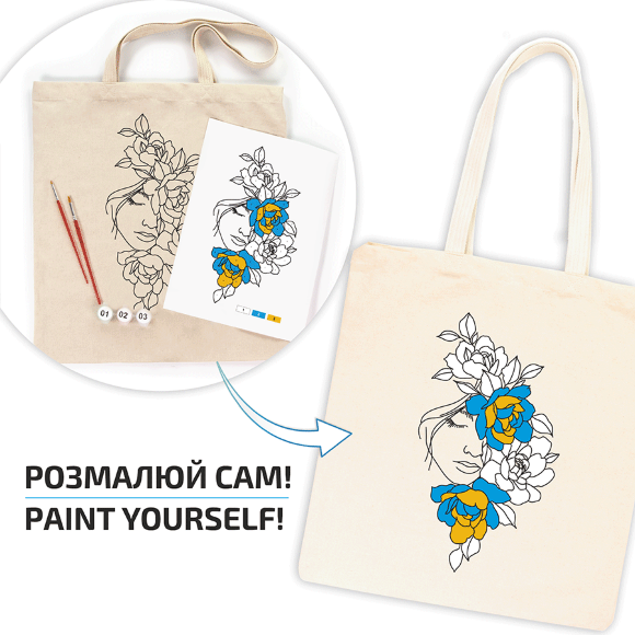 Набор раскраска экоссумка „Цветы в волосах“ хлопок 220 г/м2 38х42см ROSA Talent Набор раскраска экоссумка „Цветы в волосах“ хлопок 220 г/м2 38х42см ROSA Talent